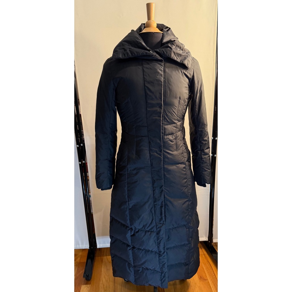 Cole Haan Women's Black Long Down Puffer Coat Shawl Collar Size S Winter